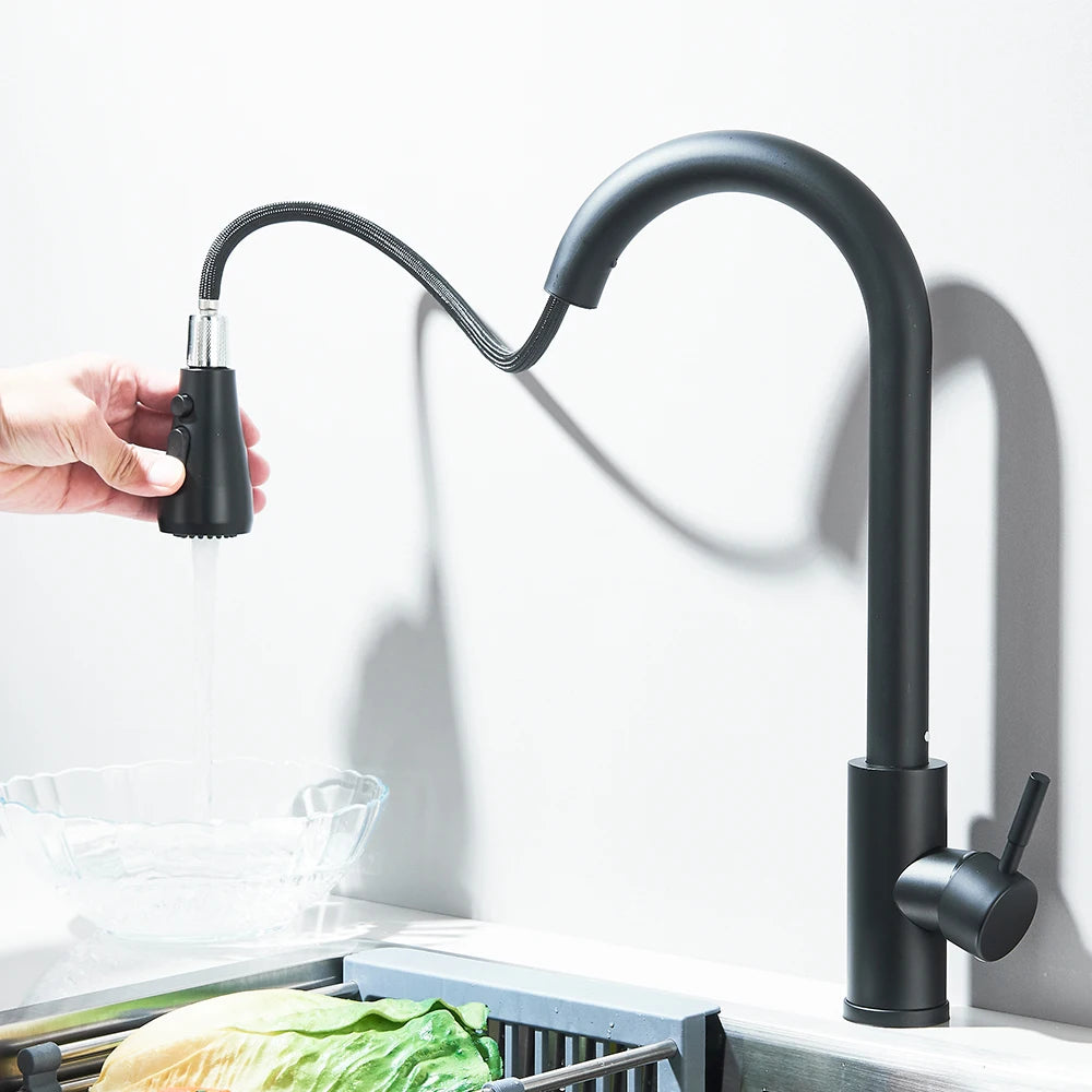 Kitchen Faucet Brushed Nickel Hot and Cold Water Faucet Kitchen Sink Faucet Pull-out Sprayer For Kitchen Sink Faucet