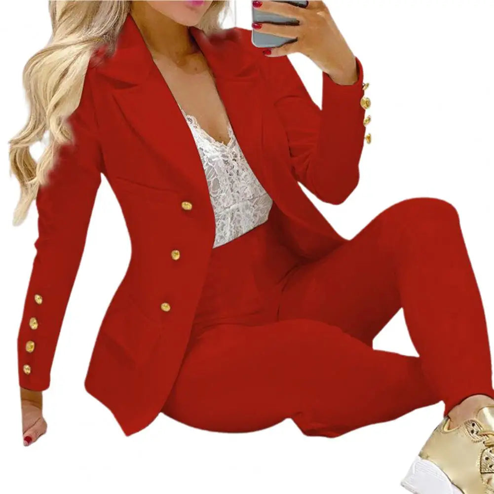 High Waist 2 Pcs/Set Stylish Slim Cardigan Lady Business Two-Piece Set Office Lady Business Suit Cardigan   for Work.