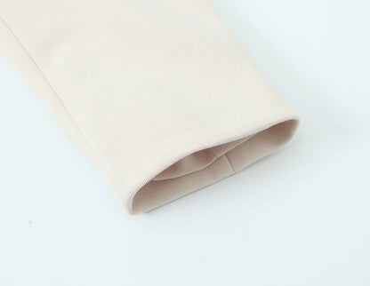 HH Women Solid Pant Set Long Sleeve O-Neck Double-Breasted Blazers+High Waist Chain Matching Side Zipper Trousers Sets