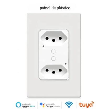 Melery Brasilien WiFi Smart Leben Dual Wand Steckdose Tuya Elektrische Stecker Outlet PC/Glas Touch Panel Alexa Dot Google hause Assistent.