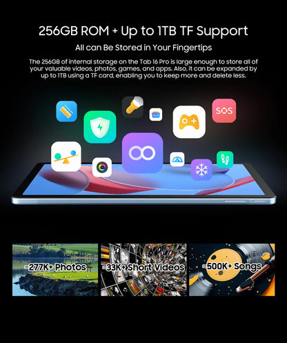 Blackview Android 14 Tab 16 Pro 11 Inch Touch Tablet 2K Screen 24GB +256GB 4G LTE+5G WiFi Gaming Tablets with Protective Shell