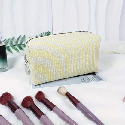 Custom Embroidered Striped Travel Toiletry Bag - Personalized Cosmetic Portable Polyester Storage for Travel School Dorm or Home.