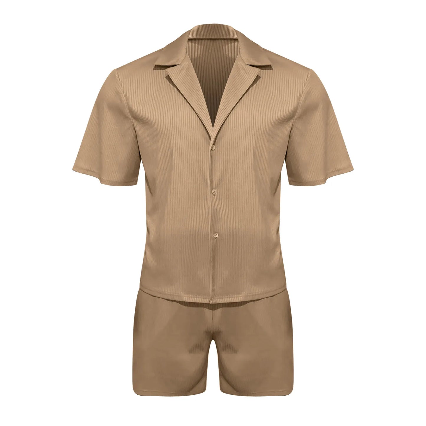 Men Sets Summer Casual Short-sleeved Shirt Shorts Fashion Striped Suit Male Two-piece Set Tracksuit Ropa Para Hombre.