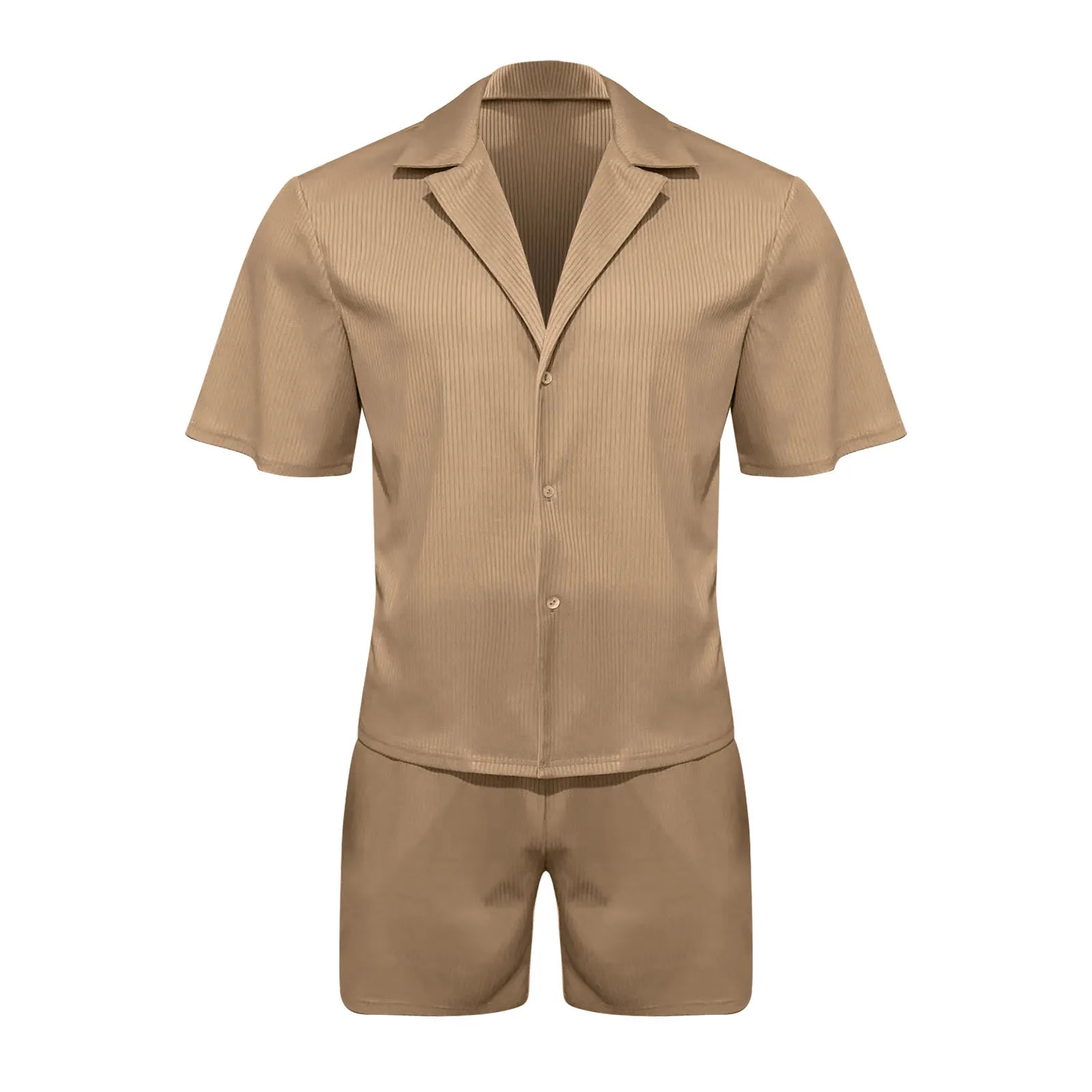 Men Sets Summer Casual Short-sleeved Shirt Shorts Fashion Striped Suit Male Two-piece Set Tracksuit Ropa Para Hombre.