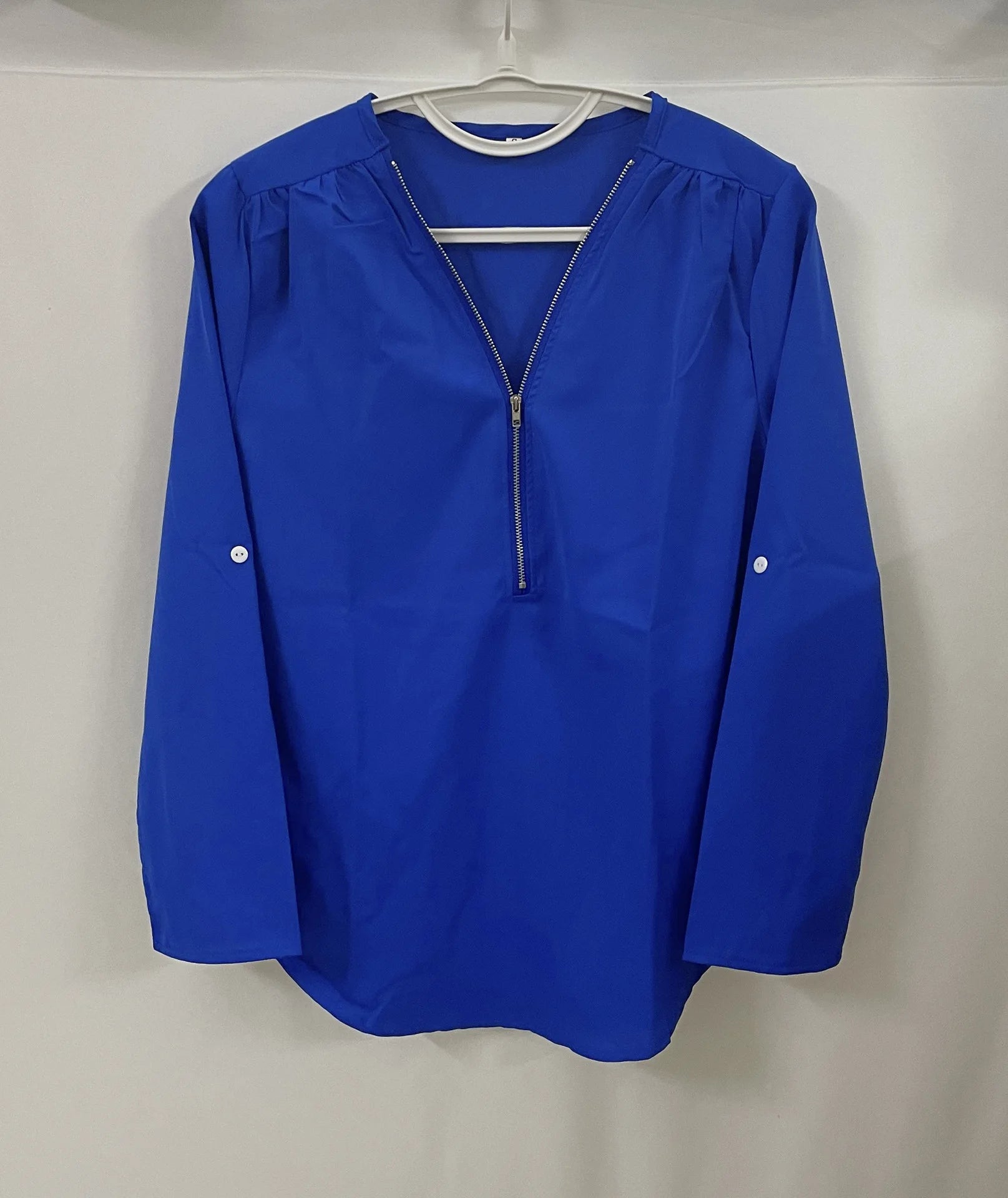 2024 Quality HotSale Plus Size Deep V Neck Women Blouse Chiffon Cool Loose Shirt Fashion Casual Ladies Tops Sexy Zipper Pullover.