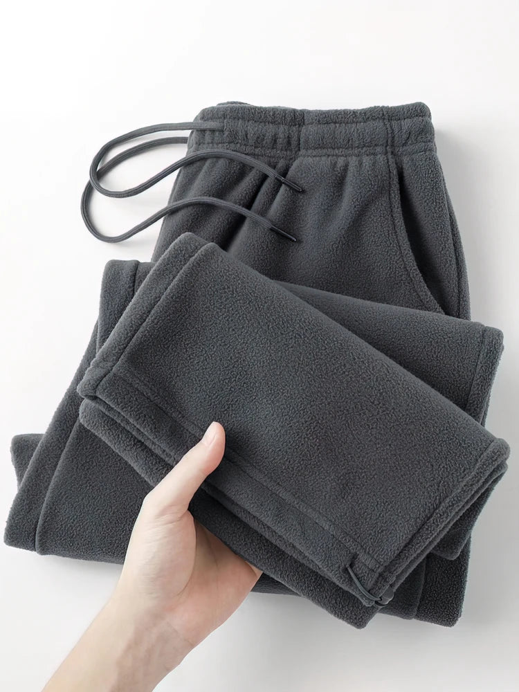 Vintage Thick Winter Casual Fleece Pants Men Wide leg Baggy Warm Sweatpants Male Drawing Jogger Pants Falls Trousers.