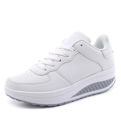 Women Sneakers 2022 New Breathable Vulcanize Shoes Waterproof Wedges Platform Woman Sneaker Leather Casual Shoes Zapatos Mujer.