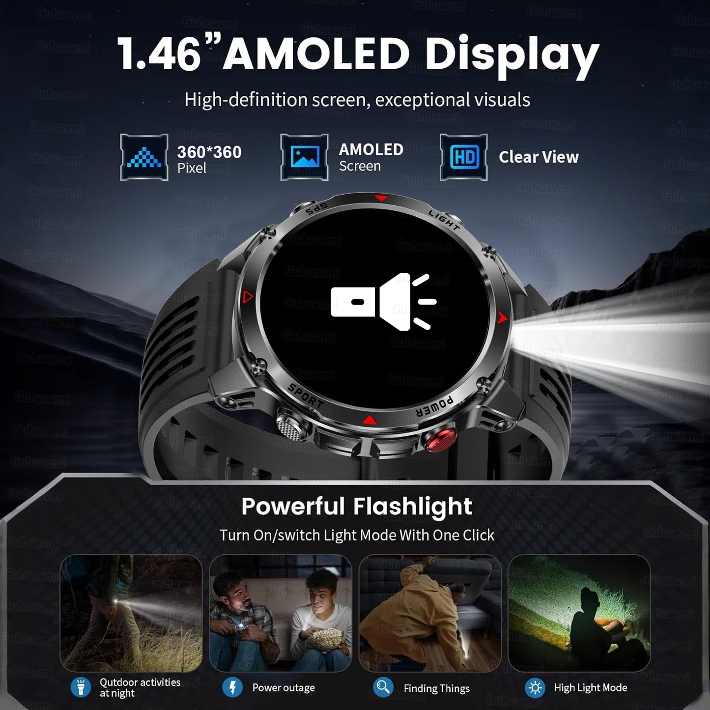 2025 New Military T-Rex 3 GPS Sports SmartWatch Compass Altimeter IP69K Waterproof Battery Call heart rate Fitness Bracelet Men.