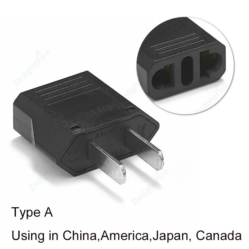 US-Elektrostecker-Adapter, europäisch, EU auf US, Amerika, China, CN, Kanada, CA, Reiseadapter, 2-poliger Stecker, Typ A, Konverter, Netzteil