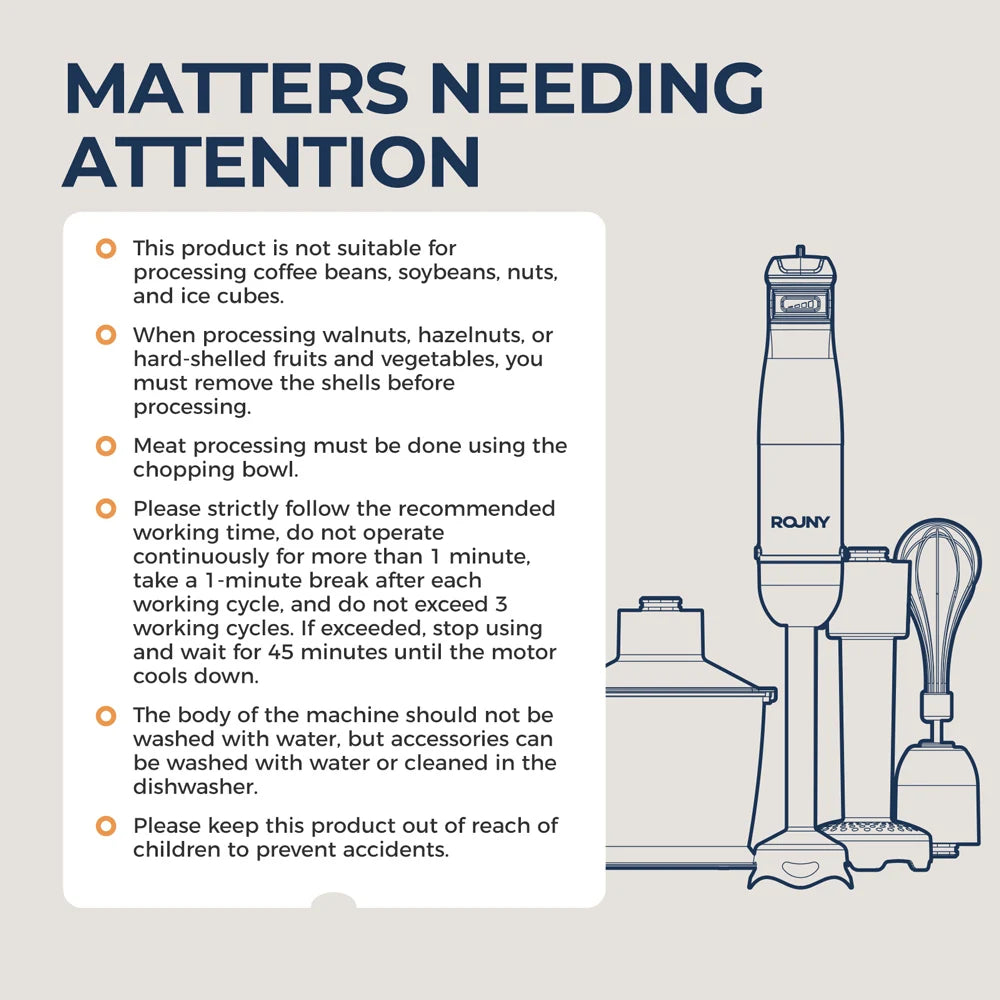 Electric Hand Held Stick Blender 6-in-1 Multi-Purpose Immersion Hand Blender,Stainless Steel Blades,Home & Kitchen,MAX 1500W.