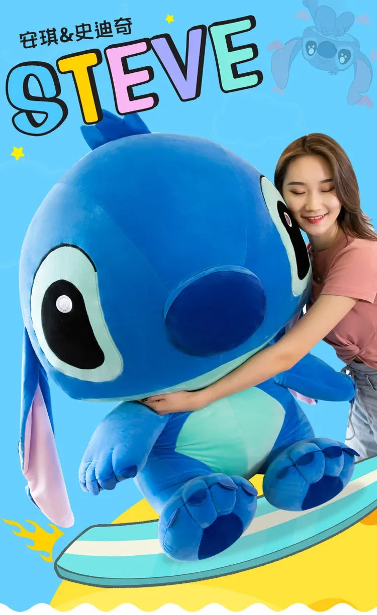 80cm Big Size Disney LILO & Stitch Anime Plush Stuffed Doll Room Plushies Pillow Ornaments Peluche Children's Holiday Gifts.