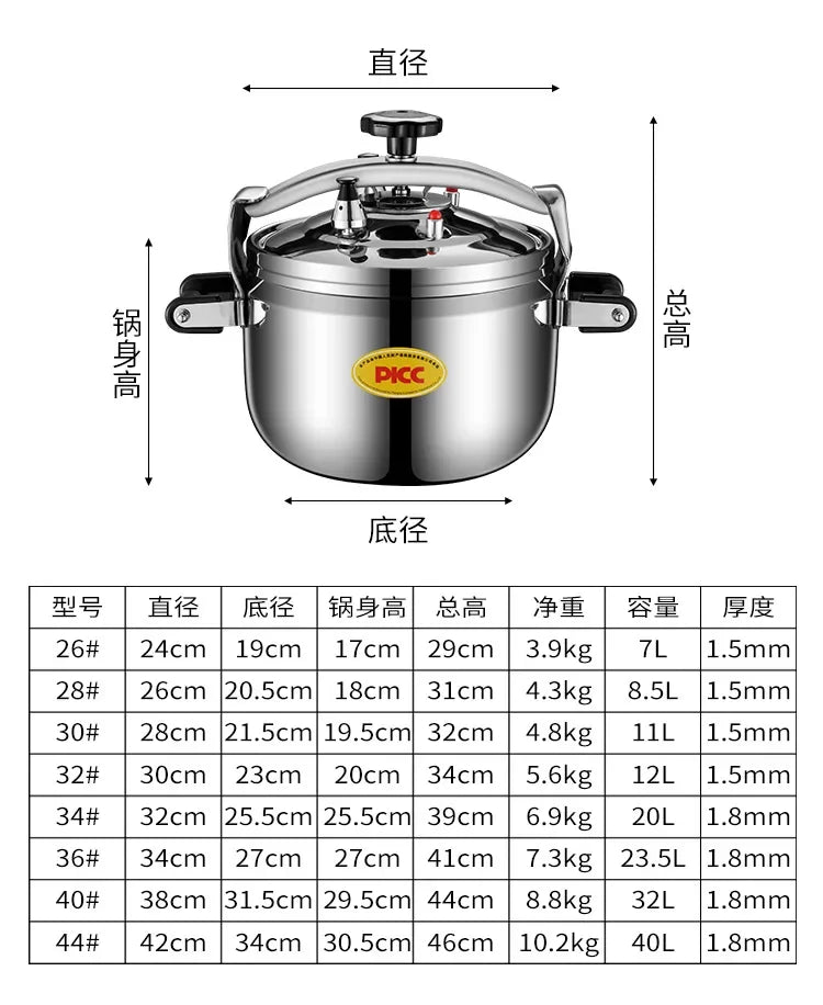 Extra Large Pressure Cooker Thick Commercial Stainless Steel Pressure Cooker Kitchen Electric Cookware Dining Bar Home Garden.