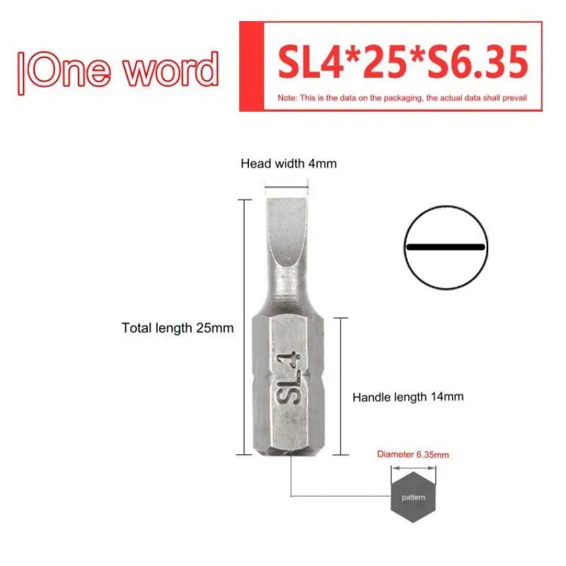 1 Zoll sl3 sl5 sl7 Schlitz schrauben dreher Bit Set s2 Stahl 6,35 Zoll mm Sechs kant schaft Elektro schrauben dreher Bits für Elektro werkzeuge