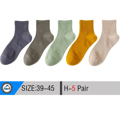 5/10 Pair Men's  Cotton Socks High Quality Breathable Mesh Socks Durable Solid Color Casual Socks Fashion Dress Socks Man.