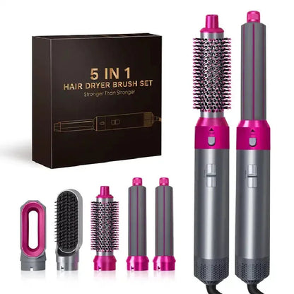 Hair Dryer 5-In-1 Electric Hair Comb Negative Ion Straight Curler Brush Blow Dryer Air Comb Removable Brush Kit Tool.
