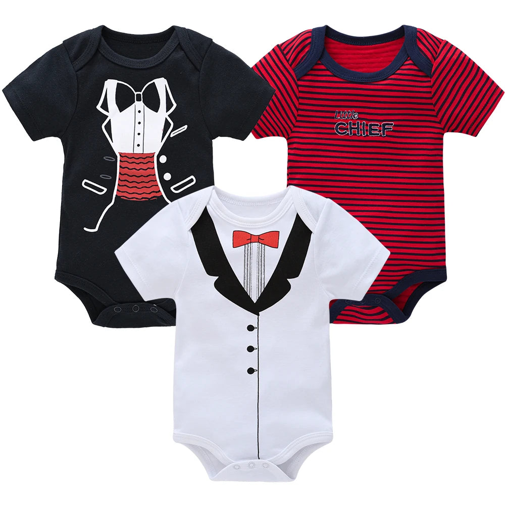 3 teile/los Baby Jungen Body Mode Körper Anzüge Kurzarm Neugeborenen Overalls Cartoon Kinder Baby Mädchen Strampler Kleidung Боди