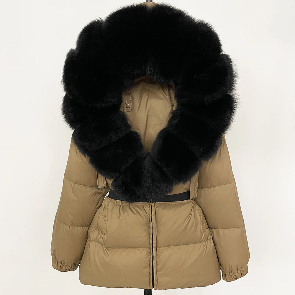 OFTBUY 2025 Winter Kleidung Puffer Jacke Frauen Echt Fox Pelz Mit Kapuze Dicke Warme 90% Weiße Ente Unten Mantel Weibliche Parkas wasserdicht.