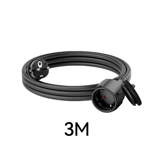 IP44 Waterproof Extension Cord for Outdoor, 3m/5m/10m Schuko Power Cable, 2500W with Seal Cap, Camping Garden Use, white/black.