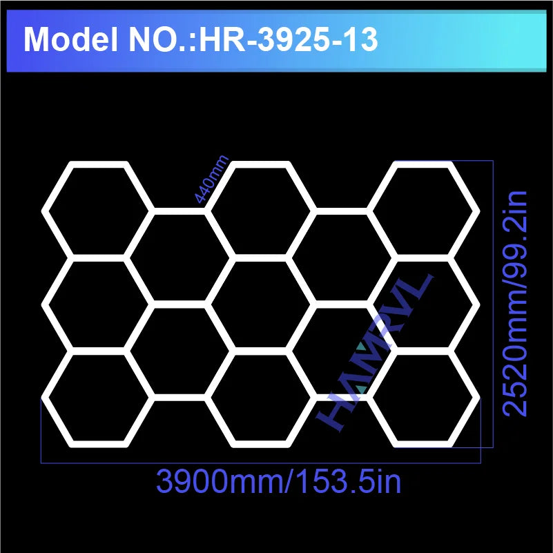 Hexagonal ceiling light BarberShop Car Garage LED Light 6500k LED tube for Gym Bar Hair Salon Library Workshop Auto Body Repair.