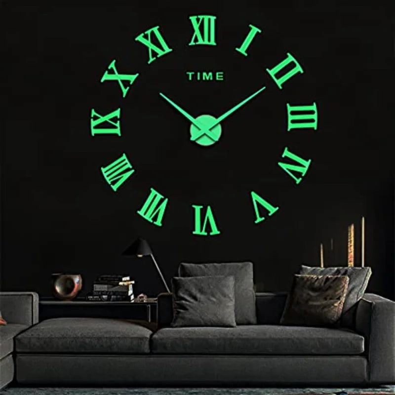 2D/3D Große Römische Ziffer Acryl Spiegel Wanduhr Aufkleber Mode DIY Quarz Uhren Uhr Hause Dekoration Wohnzimmer Aufkleber