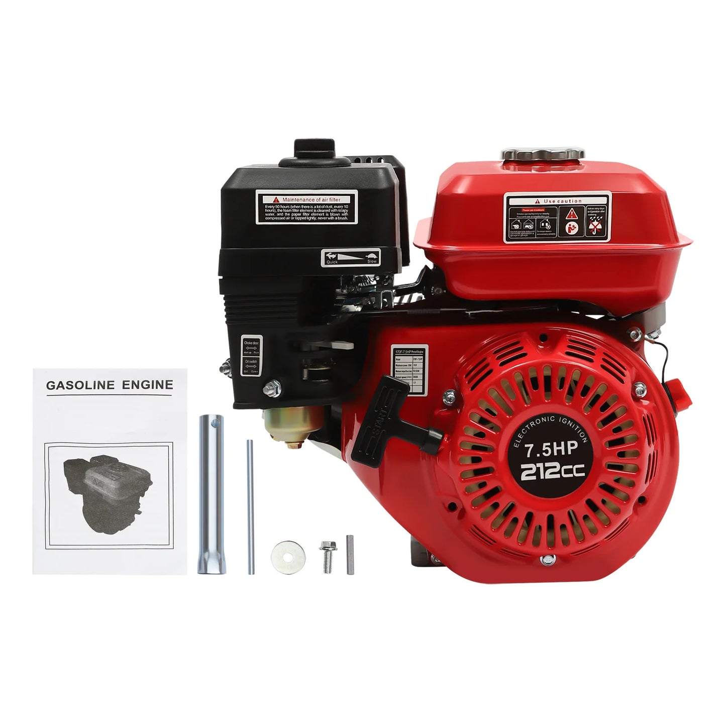 4-Takt-Benzinmotor 212 cc, 7,5 PS, 4000 W, 3600 U/min, Einzylinder-Handgezogener Benzinmotor, Durchmesser der Kurbelwelle ist 20 mm