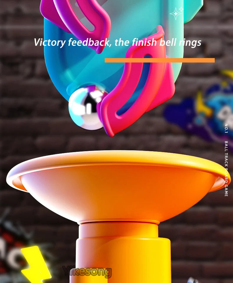 Educational Montessori Toy Multi-Layer Track Adventure Game Rail Rolling Ball Model Interactive Brain for Children Kids.