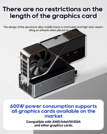 AOOSTAR AG02/AG01 EGPU Dock with OCuLink & USB4 Dual Ports, PCIe 4.0 x4 High Speed for Laptop Mini PC External Graphics Card.