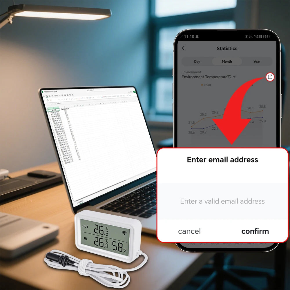 Tuya Wi-Fi Temperature and Humidity Sensor With External Probe Smart Digital LCD Screen Work with Smart Life Google Assistant.