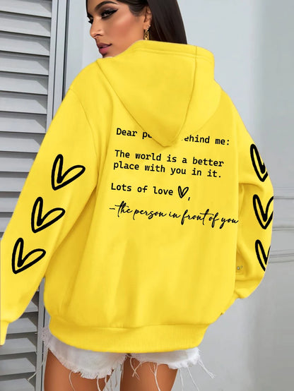 Simple Heart Printing Hoodies Women Hip Hop Autumn Hoodie Multicolor Fleece Unisex Pullovers Pocket Casual Woman Streetwear