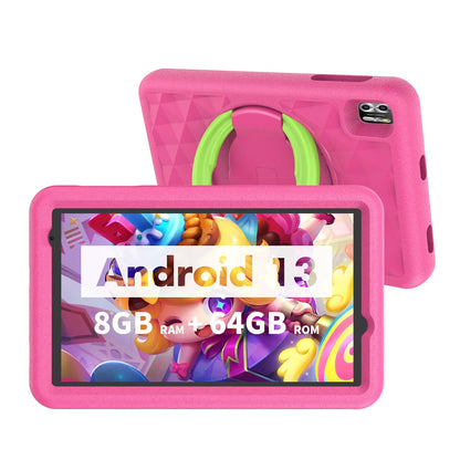 VASOUN Kids Tablet 8 Inch, Android 13 Quad Core, 8GB(4+4expand)RAM+64GB ROM, 5000mAh, Dual Camera, WiFi, Parental Control.