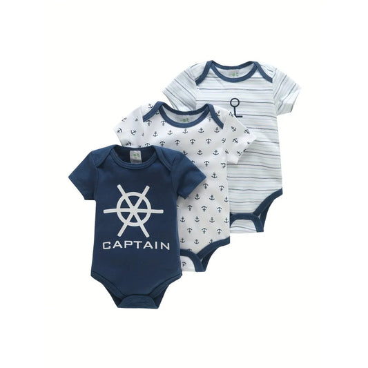 3PCS Infant Baby Nette Grafik einteilige Kleidung Für Jungen Und Mädchen, Neugeborenen Reine Baumwolle Sommer Strampler neugeborene kleidung