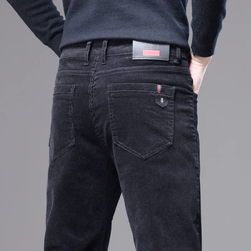 KUBRO High Quality Corduroy Fabric Men's Business Casual Trousers Autumn Korean Style Small Straight Slim Versatile Cargo Pants