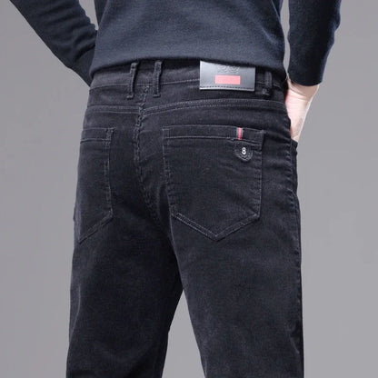 KUBRO High Quality Corduroy Fabric Men's Business Casual Trousers Autumn Korean Style Small Straight Slim Versatile Cargo Pants