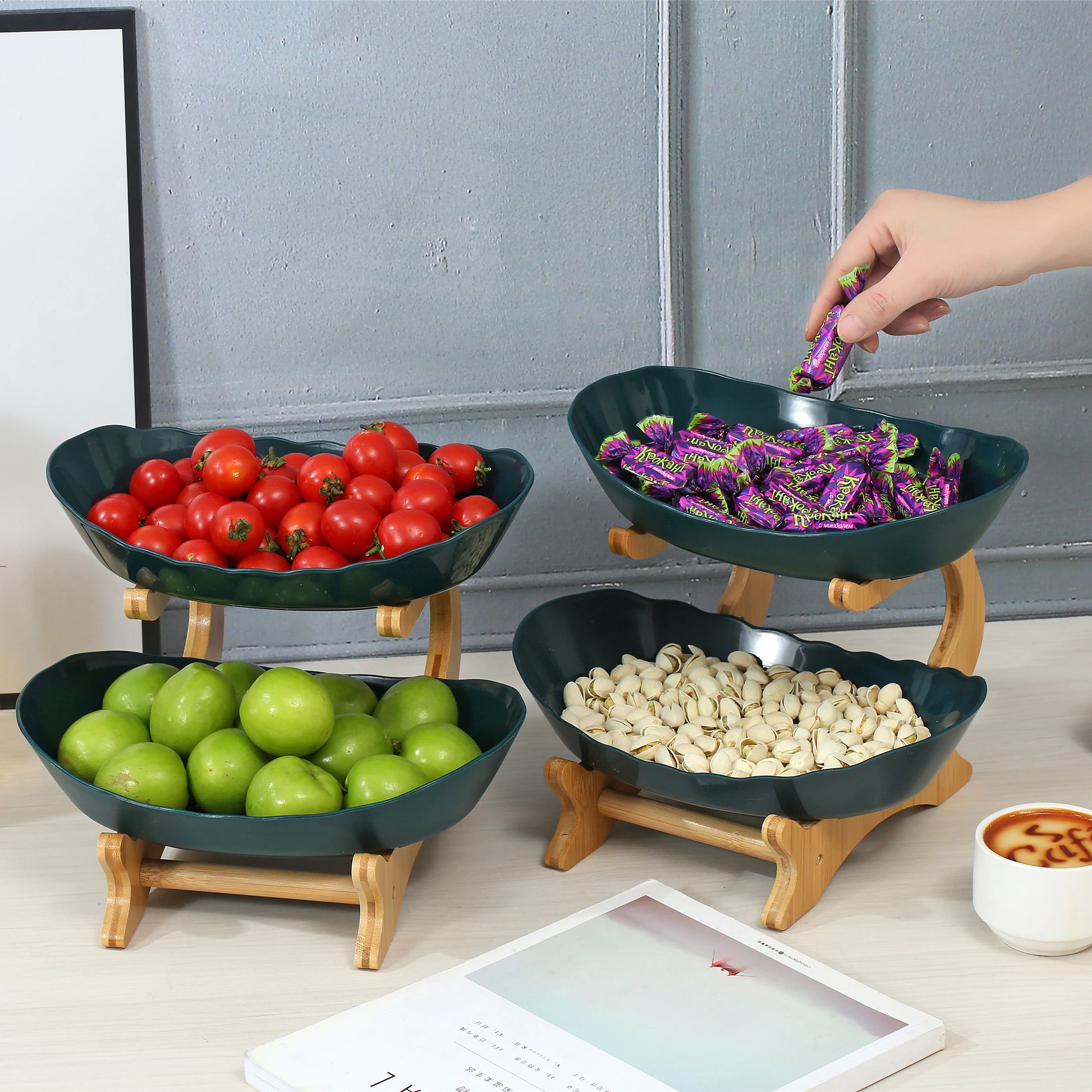 2/3 Layer Fruit Plate Home Living Room Plastic Snack Dish Creative Modern Dried Fruit Basket Candy Dish Cake Stand Salad Bowl.