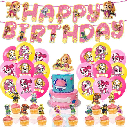 Paw Patrol Rosa Geburtstag Skye Thema Party Dekorationen Geschirr Set Pappteller Tassen Servietten Für Kind Party Liefert Spielzeug Geschenke