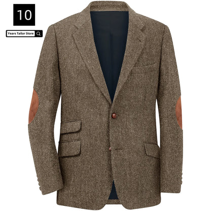 Men's Blazer Herringbone Single Breasted Casual Elegant Man Suit Jackets Coat Men's Stage Clothing Clothing-for-men Male Clothes.