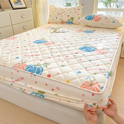 1pc Floral Style Bed Cover Quilted Bedspread Non-slip Mattress Protector Adults Kids Room Bedsheets 매트리스 커버 (No Pillowcase).