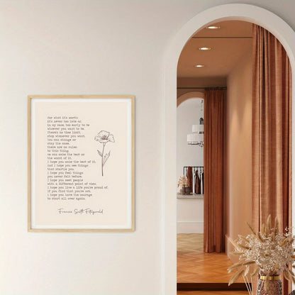 1pc Simple Trendy Text Printing Poster, Simple Canvas Wall Decoration, Modern Art Home Decoration, Living Room Decoration.