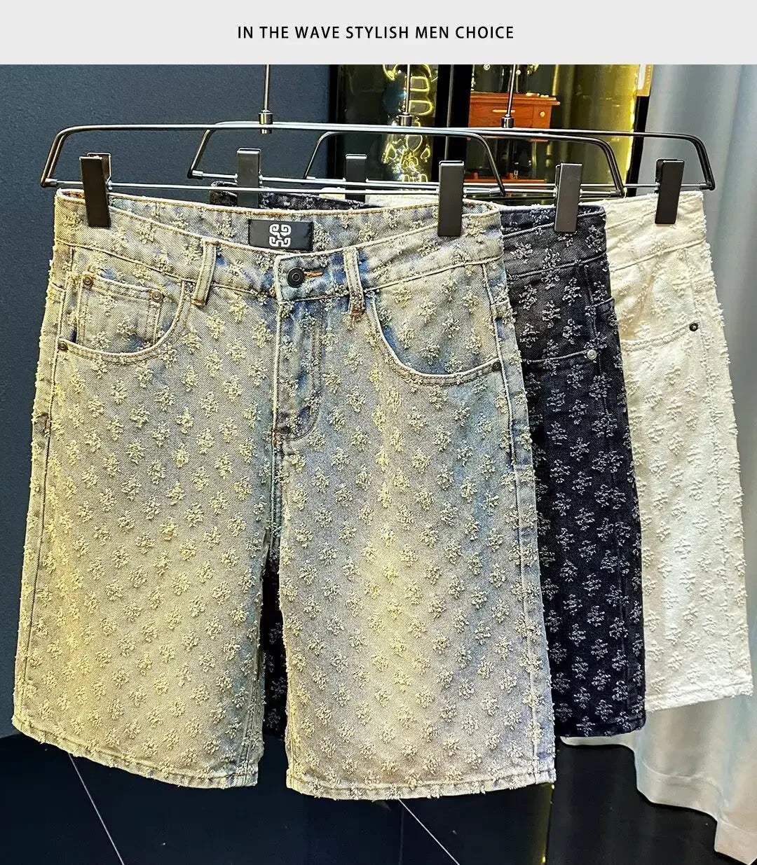 Retro American Casual Vintage Worn Short Jeans Men Straight Loose High Street Five-Point Pants Summer 2025 Distressed Denim.