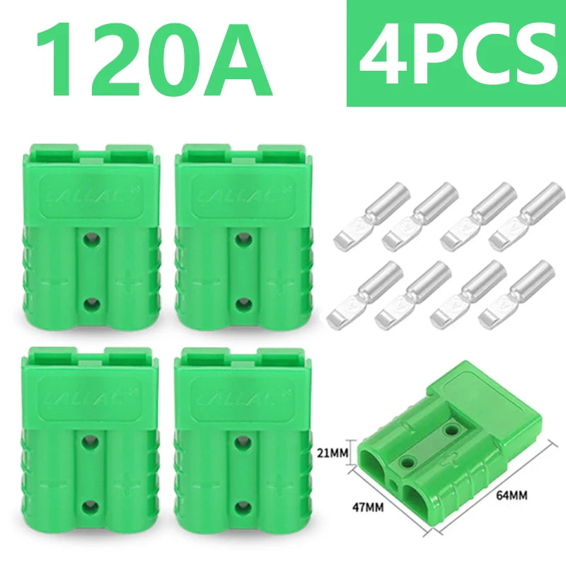 4Pcs Anderson Plug 50A/120A Anderson Connector Power 2 Pin Battery Charging Plug Connector