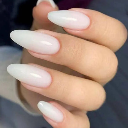 120pcs/box Red White Glossy Acrylic Medium Almond False Nails Solid Color Press-On Nails 12 Sizes Almond Artificial Fake Nails.