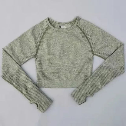 Seamless Yoga Shirt Women Fitness Long Sleeve Crop Top Workout Tops Gym Clothes Sportswear Running T-shirts.