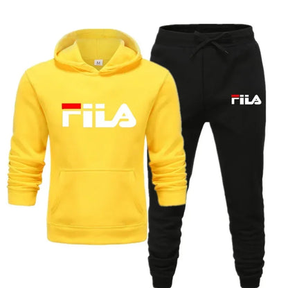 A new men's Spring and Autumn 2025 pullover hoodie + sweatpants two-piece fitness, fashion and casual jogging set.