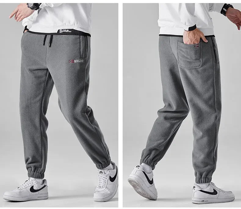 Men's Wool Sweatpants 2024 Winter New Thickened Double-Sided Fleece Casual Trousers Jogger Men's Outdoor Down Cotton Warm Pants.