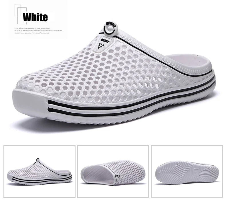 YRZL Mens Sandals Light EVA Summer Casual Shoes Hole Shoes Clogs Lovers Home Garden Outdoor Big Size 45 Male Beach Flat Slippers.