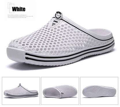 YRZL Mens Sandals Light EVA Summer Casual Shoes Hole Shoes Clogs Lovers Home Garden Outdoor Big Size 45 Male Beach Flat Slippers.