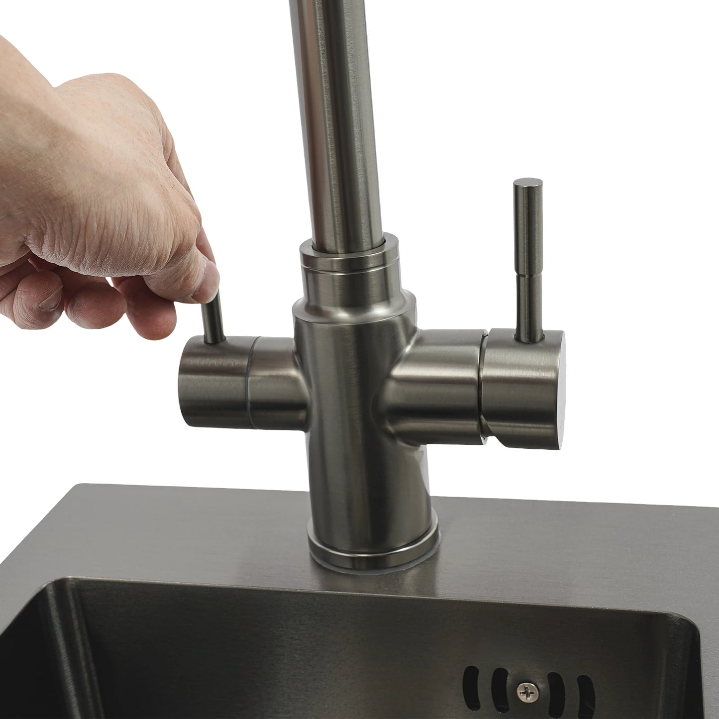 Edelstahlspüle, Küchenspüle, kleine Küchenspüle, Mini-Spüle mit Wasserhahn und Abfluss, 50 x 28 cm