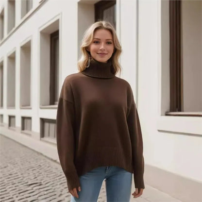 Herbst Und Winter Verdickte Rollkragenpullover frauen Lose Faul Gestrickte Pullover Silhouette Casual Pullover