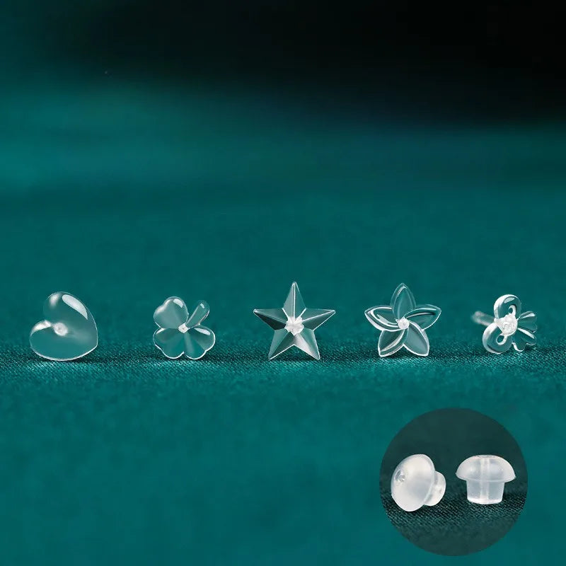 2/100Pcs Mini Resin Ear Studs for Women Anti-allergy Prevent Allergy Transparent Girls Invisible Cute Earring Piercing Jewelry.