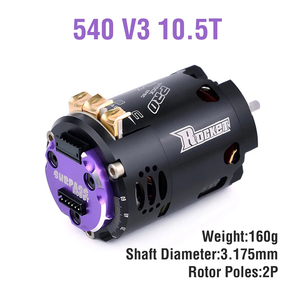 Surpass Hobby Rocket 540 V3 Brushless Motor 5.5T 6.5T 8.5T 10.5T 13.5T 21.5T For Modified Competition 1/10 1/12 F1 RC Drift Car.